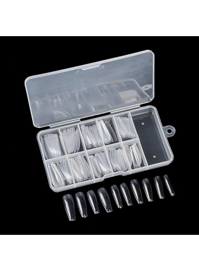 أظافر صناعية شفافة من الأكريليك لتغطية كاملة؛ أظافر لاصقة للاستخدام في الصالونات والمنزل. ١٠٠ قطعة - Image 3